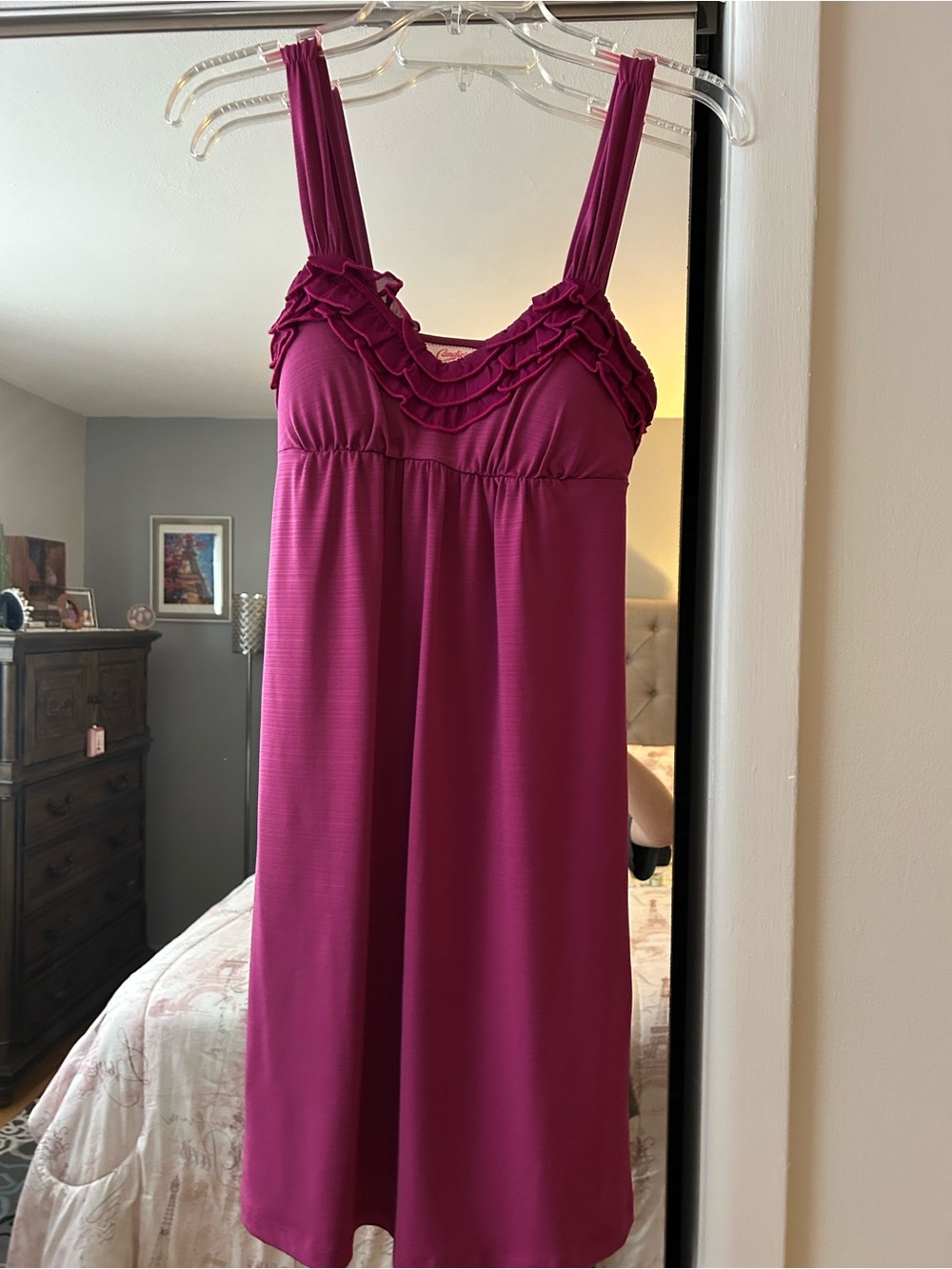 Candie's Ruffled Empire Chemise - Fuchsia